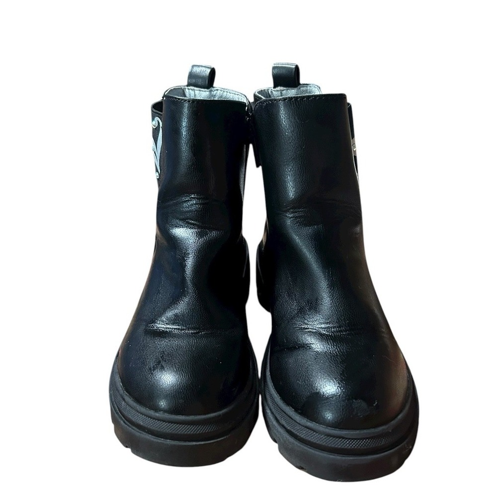 Juicy Couture Black Ruby Block Heel Ankle Boots Beaded Logo Girls Size 1 M